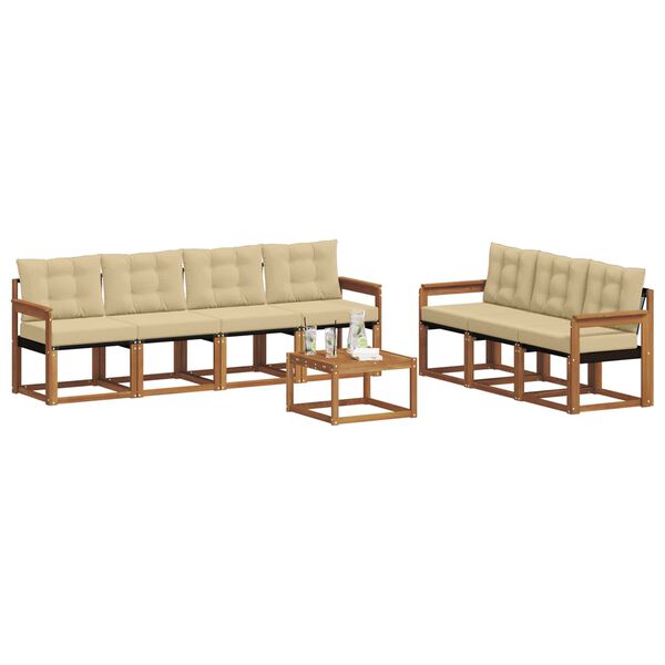 vidaXL Lauko sofos komplektas su pagalve 8 pcs Natūralus ir bežinis