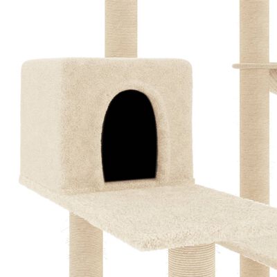 vidaXL Draskyklė katėms su stovais iš sizalio, kreminė, 82,5cm