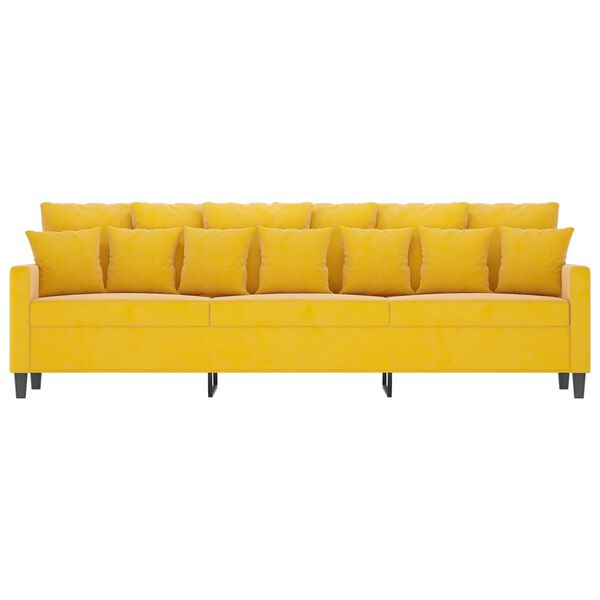 vidaXL Trivietė sofa, geltonos spalvos, 210cm, aksomas