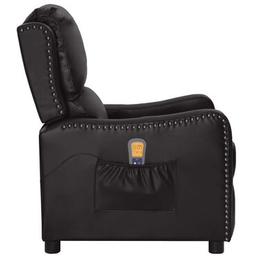 vidaXL Atlošiamas masažinis krėslas, juodas, dirbtinė oda, blizgus