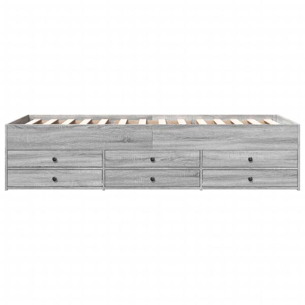 vidaXL Kušetė su stalčiais be čiužinio, pilka ąžuolo, 90x200 cm