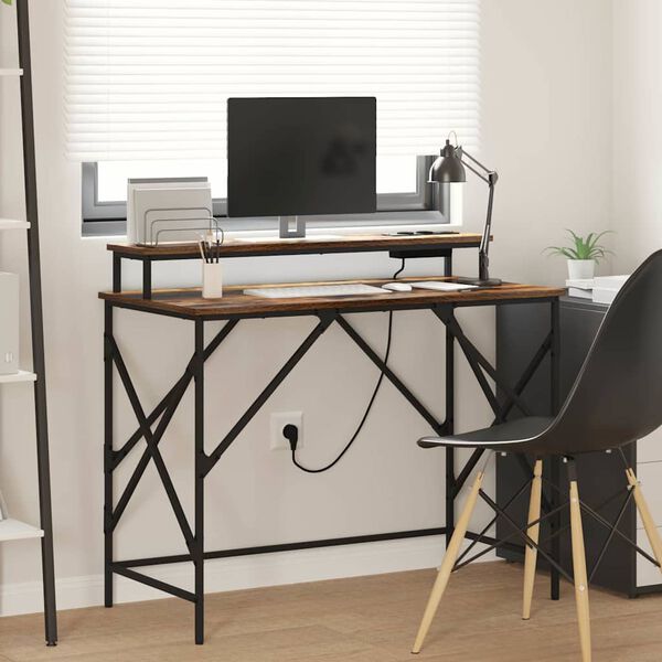 vidaXL Stalas Rūkyta ąžuolas 100 x 50 x 86,5 cm Apdirbta mediena