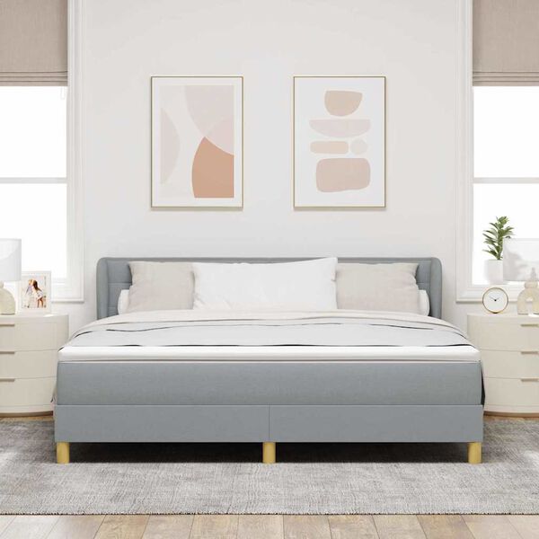 vidaXL Kiemas lova su čiužiniu &Scaron;viesiai pilka 180 x 200 cm audinys