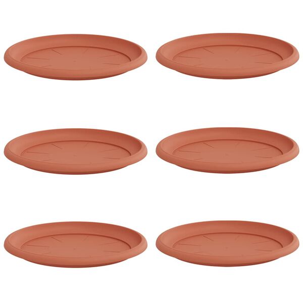 vidaXL Apvalus gėlių padėklas 6 pcs Raudona plyta &Oslash; 14 x 2 cm