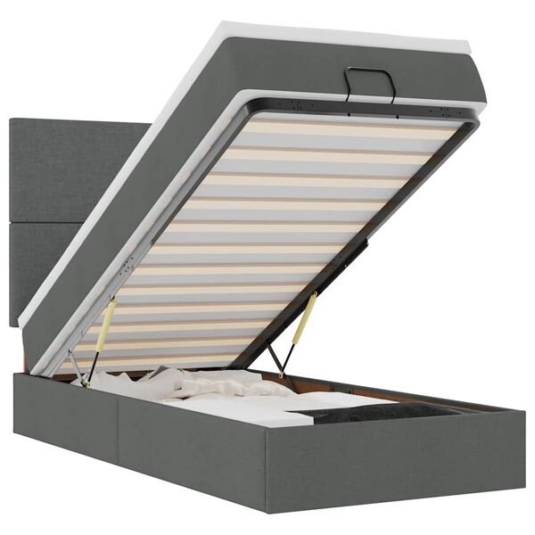 vidaXL Osmanų lova su čiužiniu ir LED tamsiai pilkas 80x200cm audinys