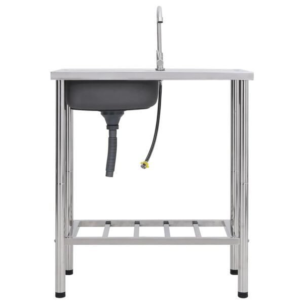 vidaXL Stovyklavimo praustuvas su maišytuvu, nerūdijantis plienas