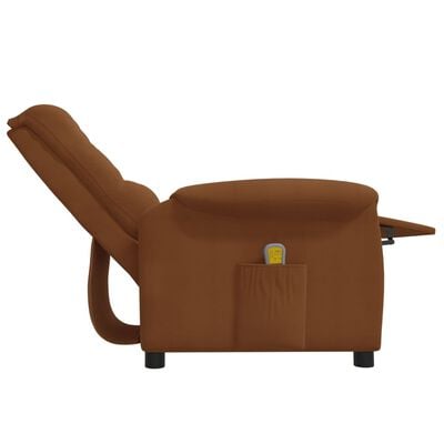 vidaXL Masažinis krėslas, rudos spalvos, mikropluošto audinys