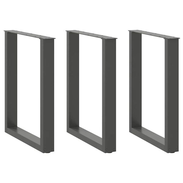 vidaXL Valgomojo stalo kojos, 3 vnt., antracito spalvos, 70x(72-73) cm, plienas, U formos