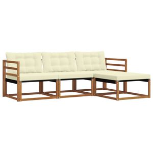 vidaXL Lauko sofos komplektas su pagalve 4 pcs Natūralus ir grietinėlė