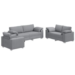 vidaXL Sofa 3 pcs &Scaron;viesiai pilka 219 x 80 x 82 cm Lino mi&scaron;inio audinys