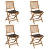 vidaXL Sulankstomos sodo kėdės su pagalvėmis, 4vnt., akacijos masyvas