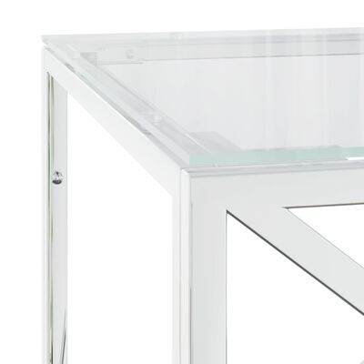 vidaXL Kavos staliukas, 110x45x45cm, nerūdijantis plienas ir stiklas