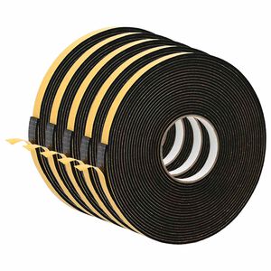 vidaXL Savigautinė putų juosta 5 vnt. Juoda 10mm x 10m CR putplastis