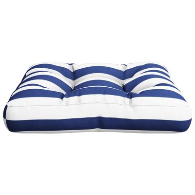 vidaXL Paletės pagalvėlė, mėlyna/balta, 50x50x12cm, audinys, dryžuota