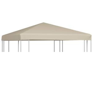 vidaXL Vir&scaron;utinis pavėsinės uždangalas, kreminis, 310g/m&sup2;, 3x3m