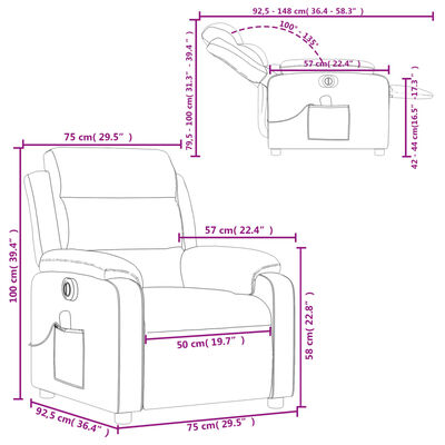vidaXL Elektrinis atlošiamas masažinis krėslas, juodas, aksomas