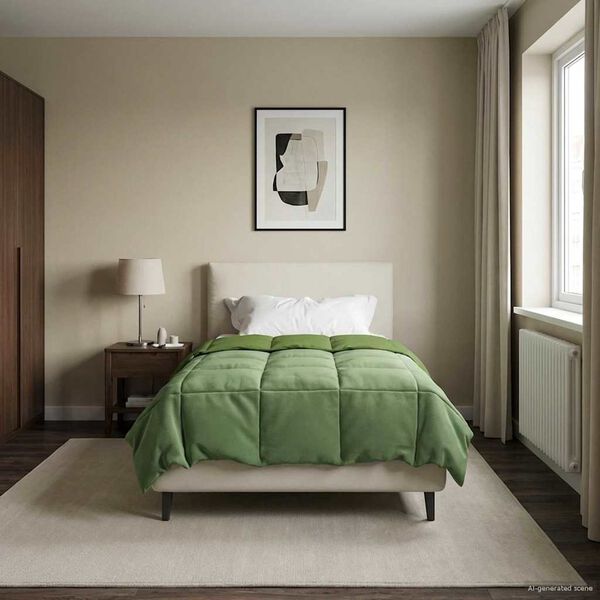 vidaXL Žiemos antklodė Tik&scaron;tas Žalia 155 x 200 cm Mikropluo&scaron;tas