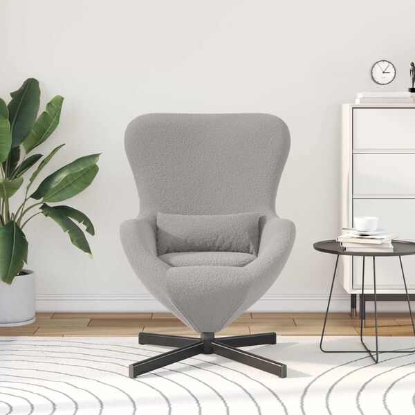 vidaXL Kiau&scaron;inio formos krėslas &Scaron;viesiai pilka 63 x 73 x 90 cm audinys