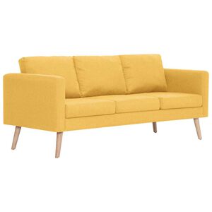 vidaXL Trivietė sofa, geltona, audinys