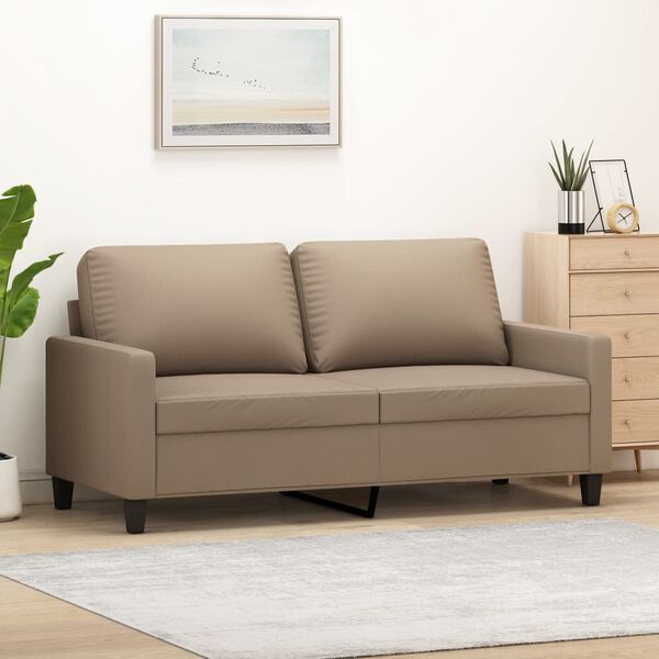 vidaXL Dvivietė sofa, kapučino spalvos, 140cm, dirbtinė oda