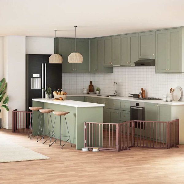 vidaXL Varteliai &scaron;unims su durimis, 10 segmentų, rudi, 800cm, tuopa