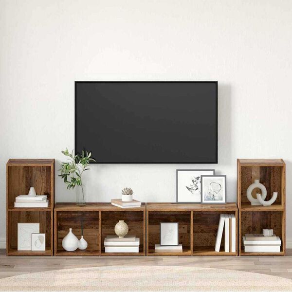 vidaXL TV spintelių komplektas 4 pcs Senovinis medis 37 x 37 x 72 cm