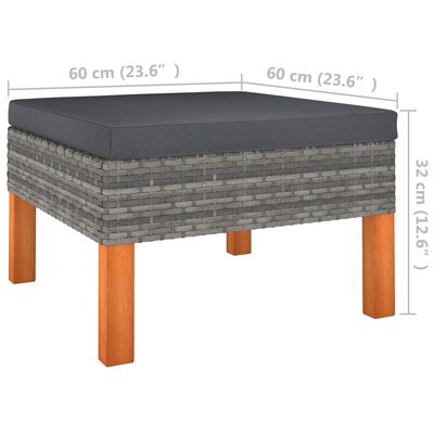 vidaXL Sodo baldų komplektas, 9 dalių, pilkas, poliratanas/eukaliptas
