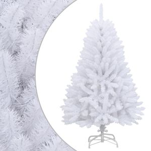 vidaXL Dirbtinė eglutė su &scaron;arnyrinėmis &scaron;akomis/stovu, balta, 120cm