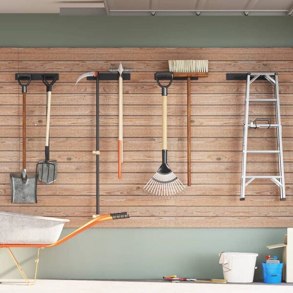 vidaXL Sieniniai sodo įrankių laikikliai, 4vnt., juodi, plienas