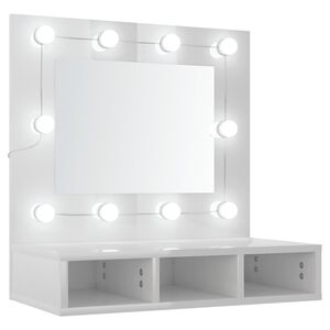 vidaXL Veidrodinė spintelė su LED, balta, 60x31,5x62cm, blizgi