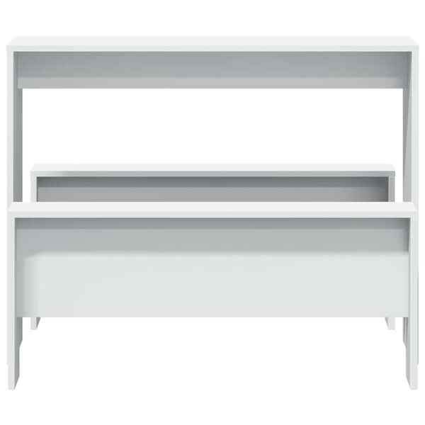 vidaXL Valgomojo stalo ir suolų komplektas, 3 dalių, baltas, mediena