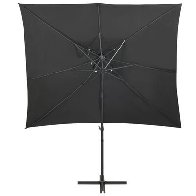 vidaXL Gembinis skėtis su dvigubu viršumi, antracito, 250x250cm