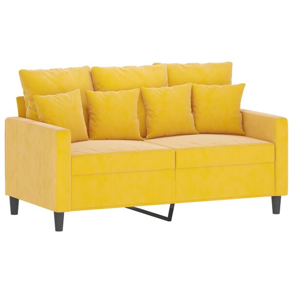 vidaXL Dvivietė sofa, geltonos spalvos, 120cm, aksomas