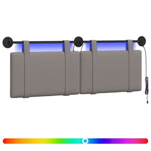 vidaXL Pakabinamas lovos galvūgalis Su LED &scaron;viesa Taupe Audinys