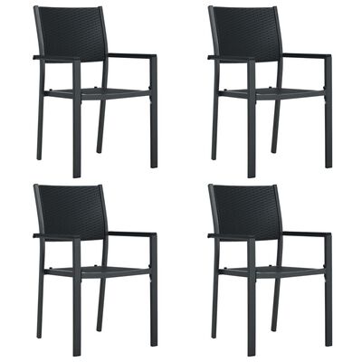 vidaXL Sodo kėdės, 4vnt., juodos spalvos, plastikas, ratano imitacija