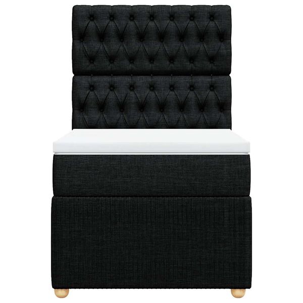 vidaXL Lova su spyruoklėmis ir čiužiniu, juoda, 90x200 cm, audinys