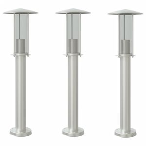 vidaXL Lauko &scaron;viestuvas, 3vnt., sidabrinis, 60cm, nerūdijantis plienas