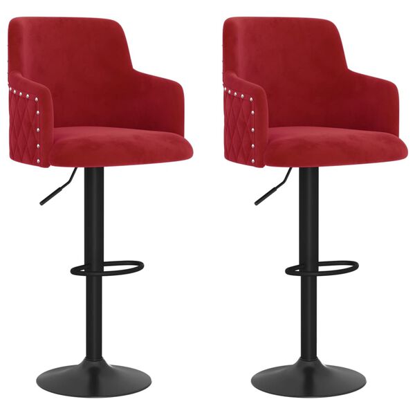vidaXL Baro taburetės, 2vnt., raudonojo vyno spalvos, aksomas