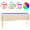 vidaXL Galvūgalis su LED, kreminės spalvos, 203x16x78/88cm, audinys
