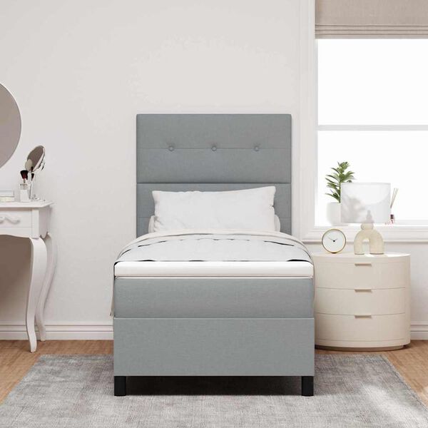 vidaXL Kiemas lova su čiužiniu &Scaron;viesiai pilka 80 x 200 cm audinys