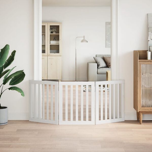 vidaXL Varteliai šunims, 3 segmentai, balti, 150cm, tuopos mediena