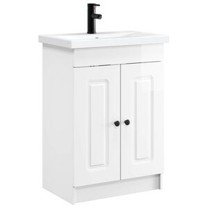 vidaXL Vonios baldų rinkinys Itin blizgi balta 56 x 37,5 x 81 cm