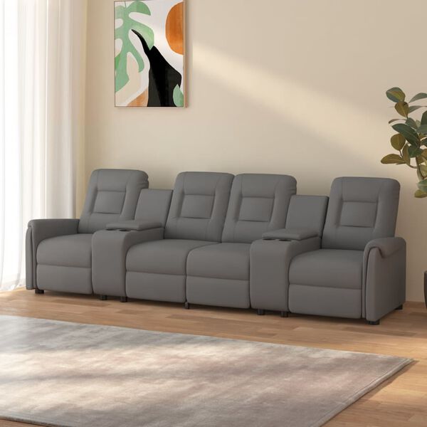 vidaXL Keturvietis atlo&scaron;iamas masažinis krėslas, pilkas