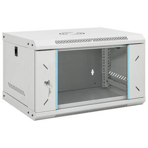 vidaXL 6U prie sienos montuojama tinklo spintelė, 19", IP20, 53x40x30 cm