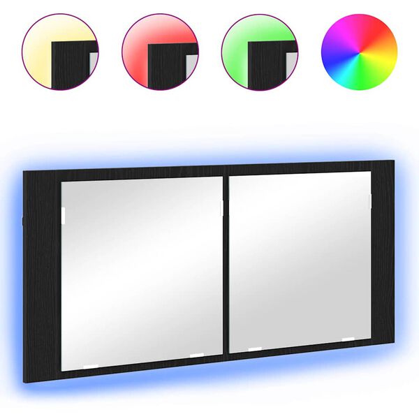 vidaXL LED veidrodis spintelė Juodas ąžuolas 100 x 12 x 45 cm