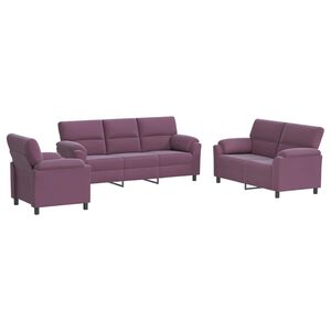 vidaXL Sofos komplektas 3 pcs Violetinė Aksomas