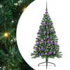 vidaXL Dirbtinis prie&scaron;&scaron;ventinis eglutė su &scaron;viesomis Žalia 120 cm PVC