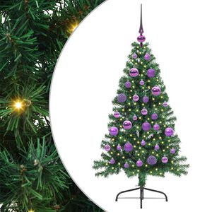 vidaXL Dirbtinis prie&scaron;&scaron;ventinis eglutė su &scaron;viesomis Žalia 120 cm PVC
