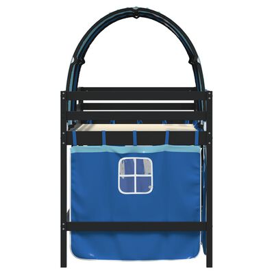 vidaXL Aukšta vaikiška lova su tuneliu, mėlyna, 90x200cm, pušis