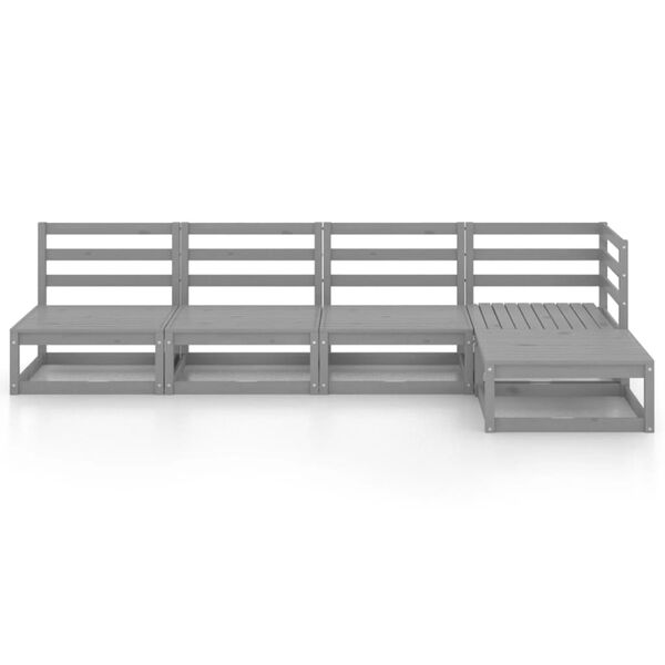 vidaXL Sodo poilsio baldų komplektas, 5 dalių, pilkas, pu&scaron;ies masyvas